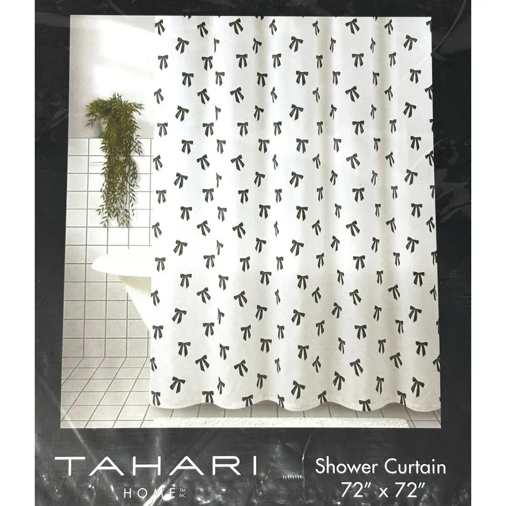 TAHARI Black Bows Shower Curtain Fabric 72x72